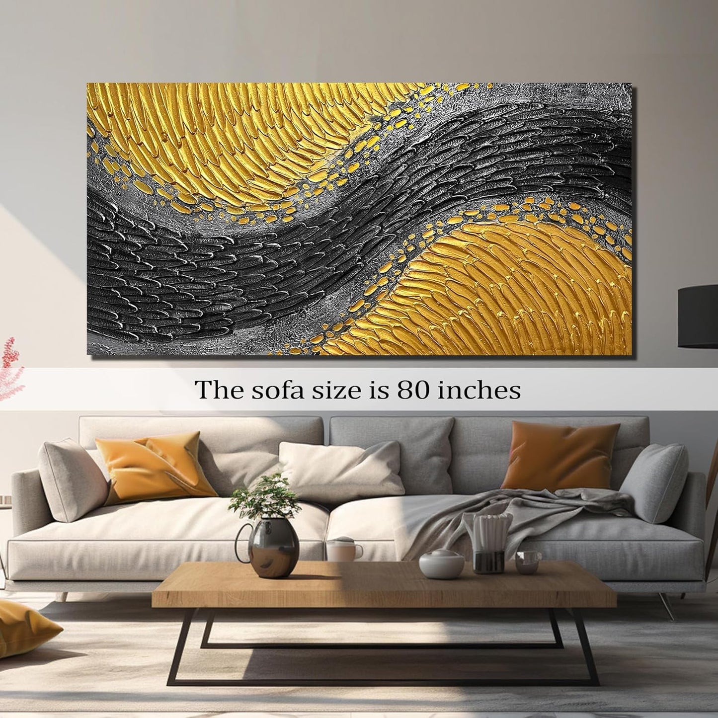 Black and Gold Abstract Painting Wall Decor for Living Room Modern Hand Painted Wall Art for Office Extra Large Wall Art Bedroom Size 36 x 72 Inch