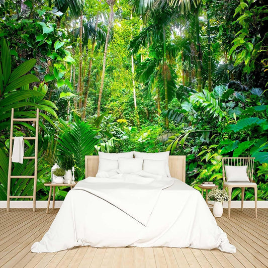 Tropical Rainforest Botanical Wallpaper Peel and Stick Wall Mural for Bedroom Living Room - 96"x137"