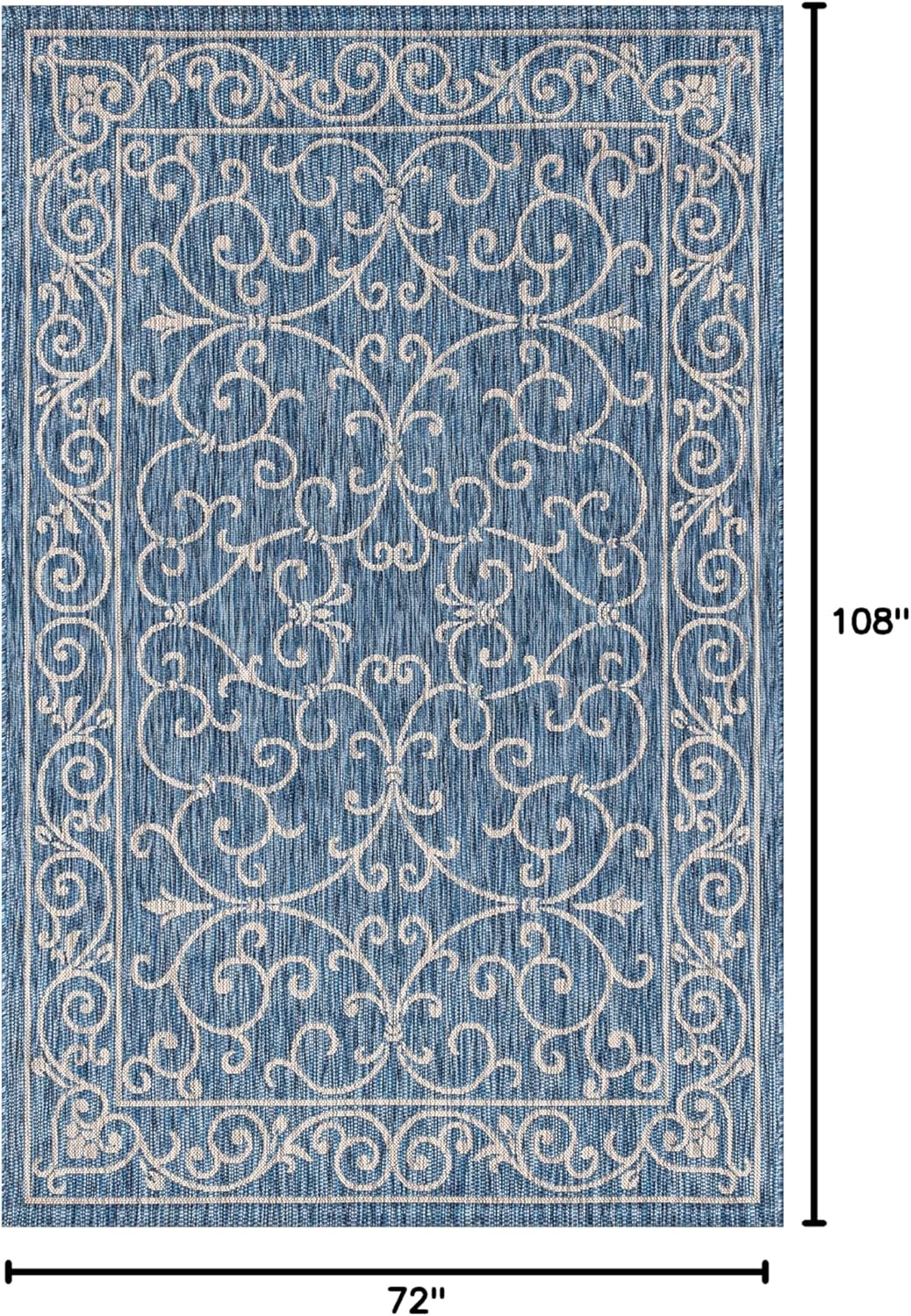 JONATHAN Y Vintage Filigree Indoor Outdoor Area Rug 6X9 Navy/Gray, Charleston Textured Weave for Backyard, Patio, Porch, Easy-Cleaning, High Traffic, Pet-Friendly, Non-Shedding (SMB106D-6)