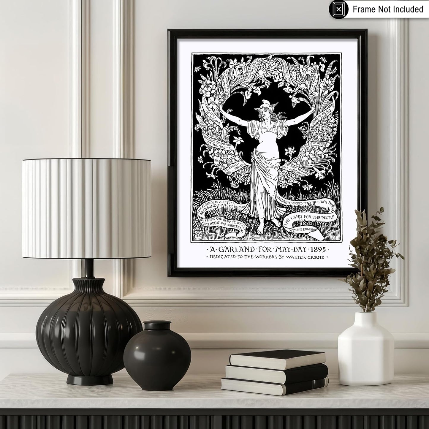 Poster Master Vintage Walter Crane Poster - Retro A Garland for May Day Print - Socialist Art - Gift for Him, Her, Men, Women - Wall Decor for Home, Office, Living Room, 18x24 Unframed Wall Art