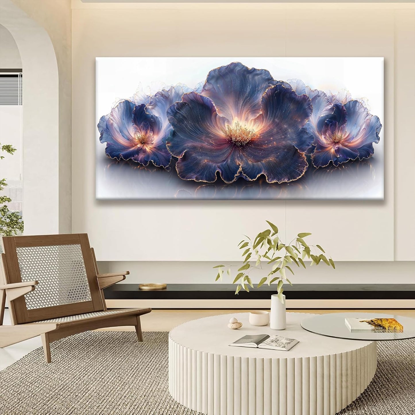 Suconvng Large Canvas Art Wall Decor Purple Flowers Wall Art For Living Room Picture Modern Abstract Artwork Painting Bedroom Home Office Prints Home Wall Decor Artwork 29" X 58"