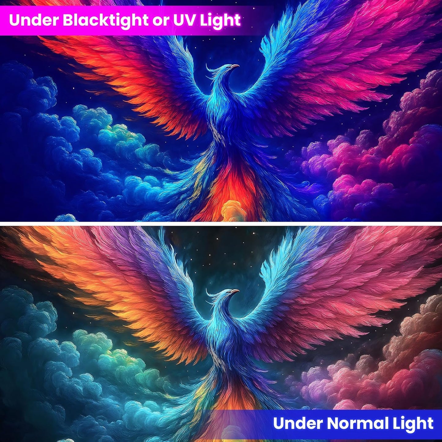 Blacklight Tapestry,WingTapestry Glow In The Dark,UV Reactive Black Light Upright Posters Wall Hanging for Bedroom Dorm Living Room Backdrop Decor (wing17, 90L" x 70W")