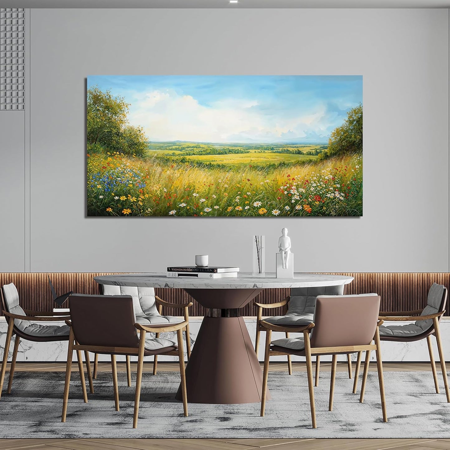 AIXMGSJS Canvas Wall Art Decor Modern Landscape Large Wall Art For Living Room Green Botanical Wall Art Artwork For Wall Green Floral Wall Decor Canvas Prints Art Work For Home Office Decor 24" X 48"