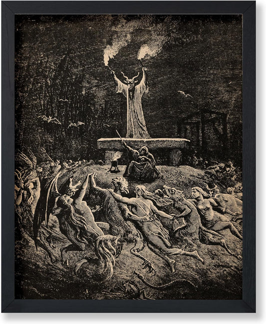 Poster Master Vintage Gustave Dore Poster - Retro Illustration Print - Gift for Gothic, Horror Fan - Dance of Sabbath, Witch, Magic, Spell - Wall Decor for Bedroom, Dorm, 24x32 Unframed Wall Art
