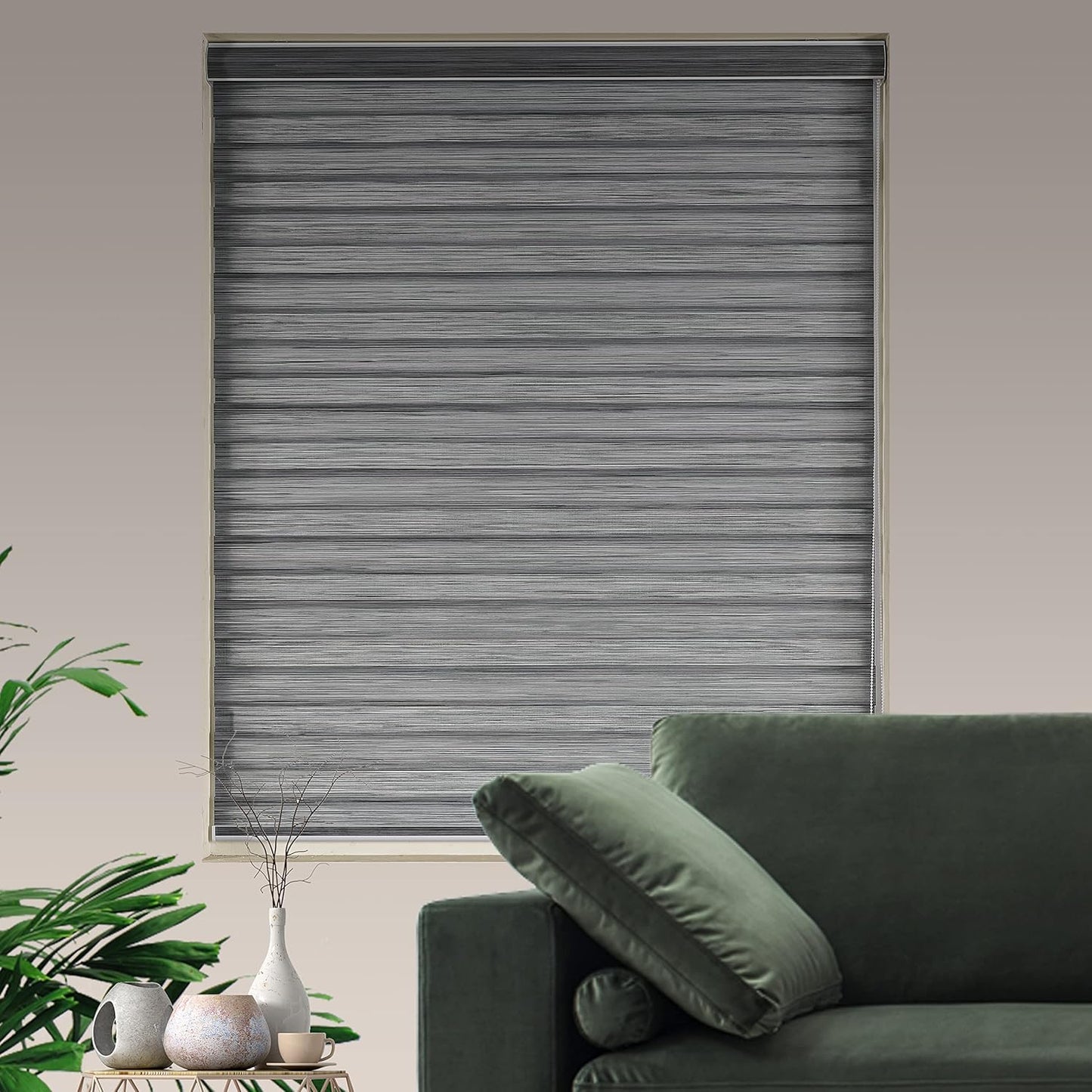Custom Cut to Size Zebra Blinds for Windows Free-Stop Sheer Shades Dual Layer Roller Light Filtering Light Control Blinds for Indoor Windows Privacy(19" W X 72" H, Grey)