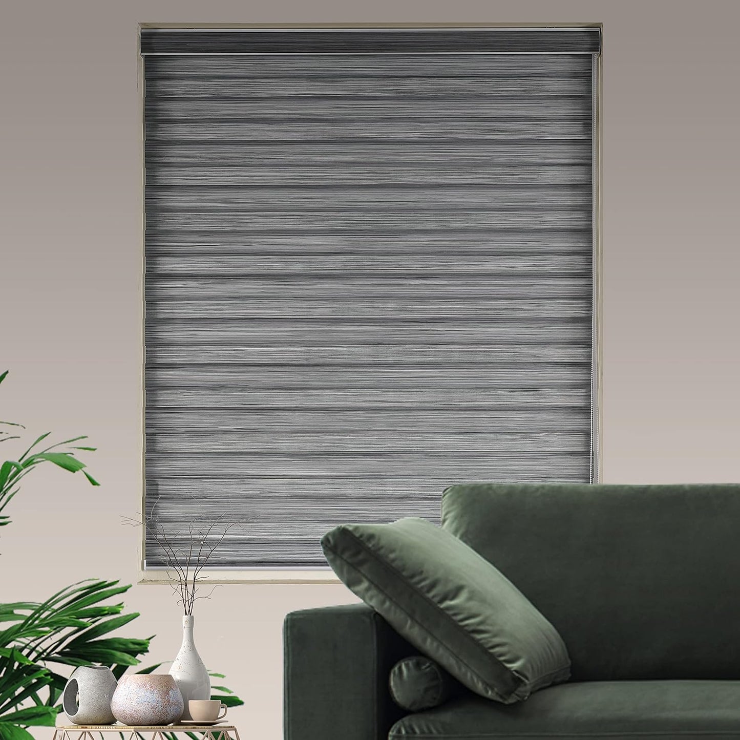 Zebra Blinds Window Blind Zebra Shade Blinds for Windows Roller Sheer Shades Privacy Light Filtering Shades for Home Kitchen Bathroom (Width 44'' X Height 72'' Grey)