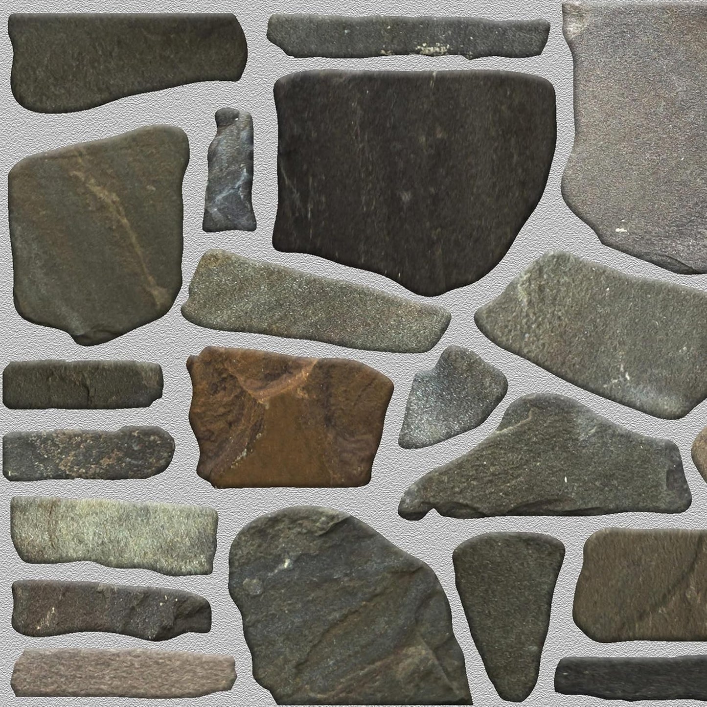 Dundee Deco 3D Wall Panels - Cladding, Charcoal Green Beige Stone Look Wall Paneling, Styrofoam Facing for Interior and Exterior Applications, DIY, Set of 5, Covers 27 sq ft