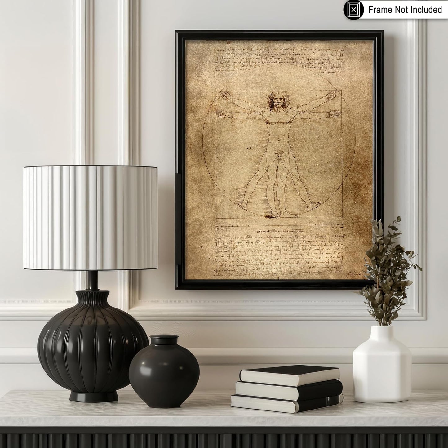 Poster Master Classic Leonardo Da Vinci Poster - Vintage Renaissance Print - Gift for Artist, Friend - Vitruvian Man, Proportion, Symmetry, Human Body - Wall Decor for Office, 18x24 Unframed Wall Art