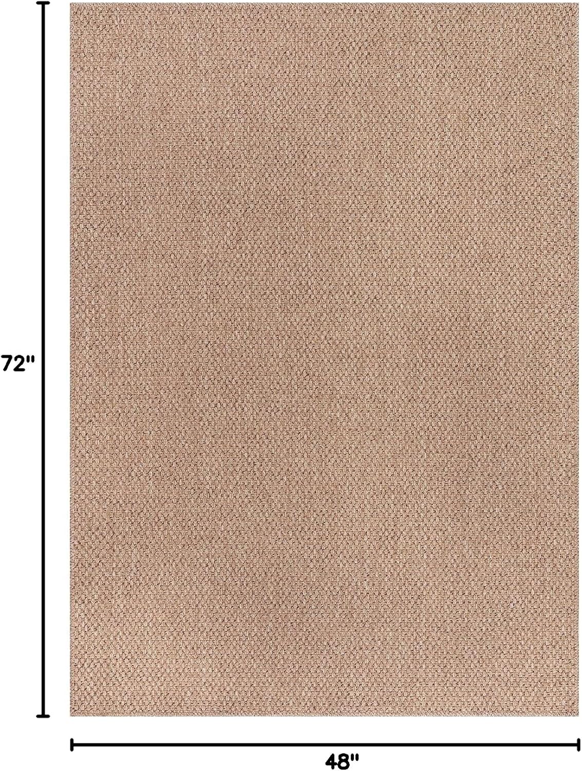 CAMILSON Easy Jute Rug 4x6, Indoor Outdoor Natural Color Farmhouse Area Rugs for Living Room Patio and Kitchen Rug, Solid Boho Woven Design, Easy-Cleaning, Washable Outside Carpet Alfombras (4 x 6)