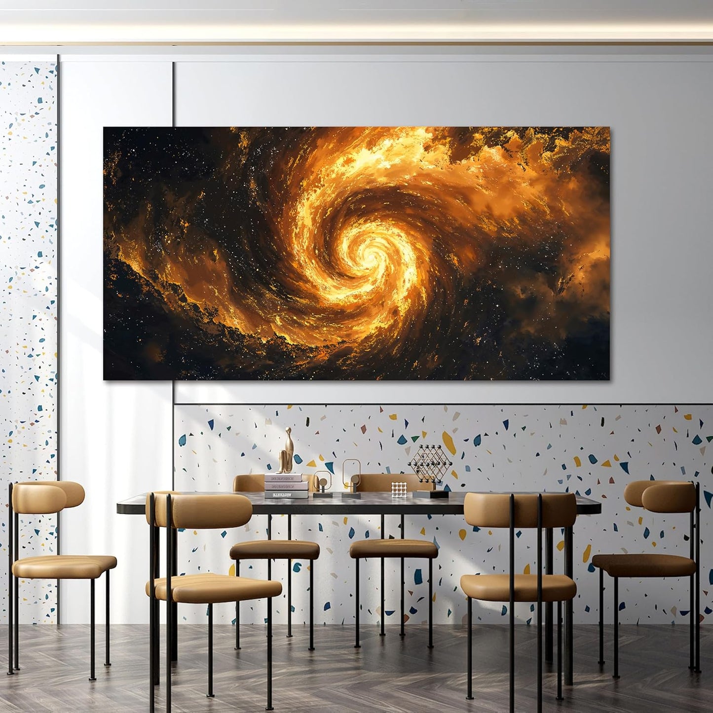 Abstract Canvas Wall Art Decor Black And Gold Modern Abstract art wall Decor for Living Room Galaxy Vortex Canvas Prints Modern Aesthetic Wall Art For Bedroom Office Wall Hanging Decor 20" X 40"