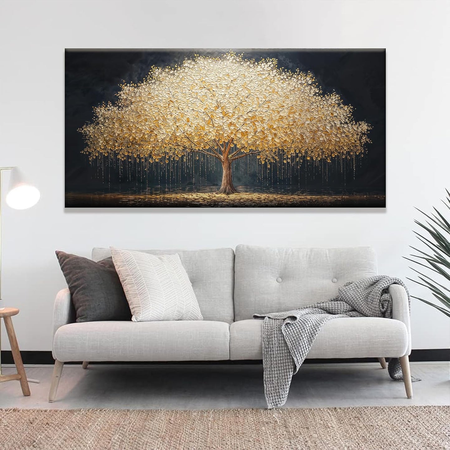 Tsomzxng Abstract Wall Art Gold Tree Of Life Artwork Canvas Art Wall Decor Painting Prints Gold Tree Large Abstract Wall Decor Picture For Living Room Bedroom Home Office Artwork 29"X 58"