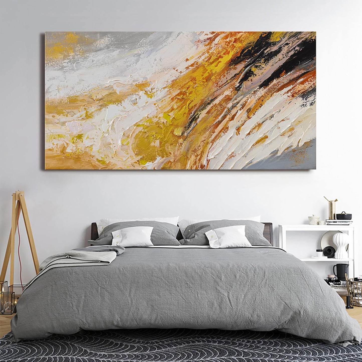 Canvas Wall Art Decor Wall Art Pictures for Living Room Modern Large Wall Art Canvas Art Wall Decor Black and White Abstract Wall Art Prints Large Gold Artwork for Walls Home Office Decor 29" X 58"