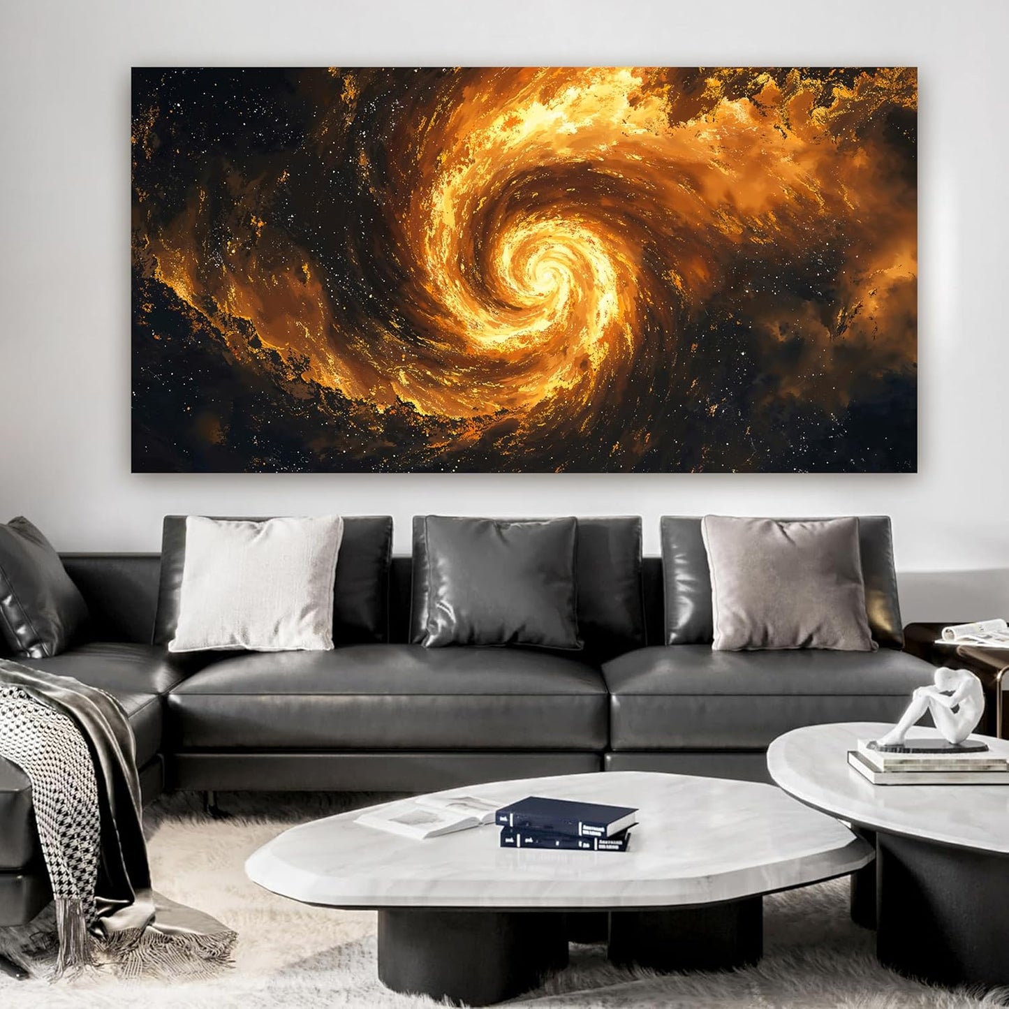 Canvas Wall Art Decor Black And Gold Modern Abstract Oversized Wall Art Decor For Living Room Galaxy Vortex Modern Abstract Aesthetic Wall Art Canvas Prints For Bedroom Office Wall Decor 29" X 58"