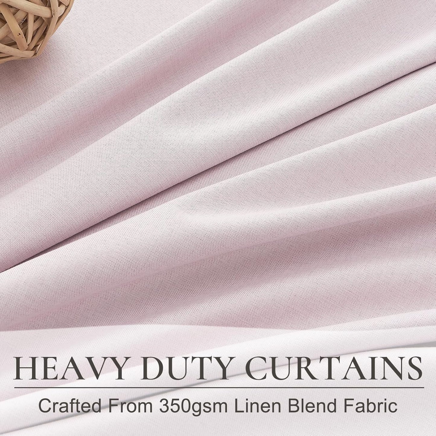Baby Pink Linen Nursery Curtains 2 Panels Pinch Pleated 102 Inches Long, Thermal Blackout Curtains White Backing Princess Room Darkening Drapes Fabric Thick for Bedroom Windows Treatment(40"Wx102"L)