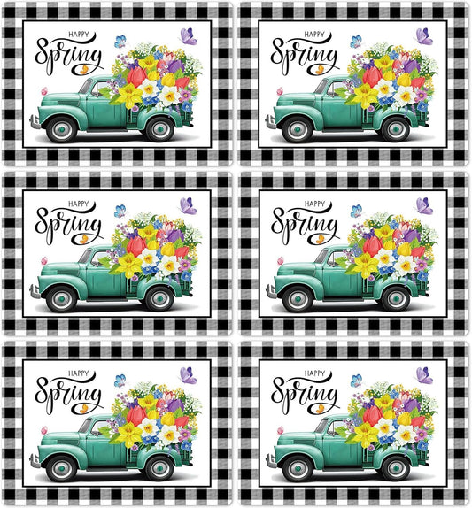 Happy Spring Placemats Set of 6 Easter Plastic Table Mats Spring Placemats Seasonal Place Mats Rustic Vintage Flowers Table Decoration for Indoor Outdoor Party Kitchen Dining