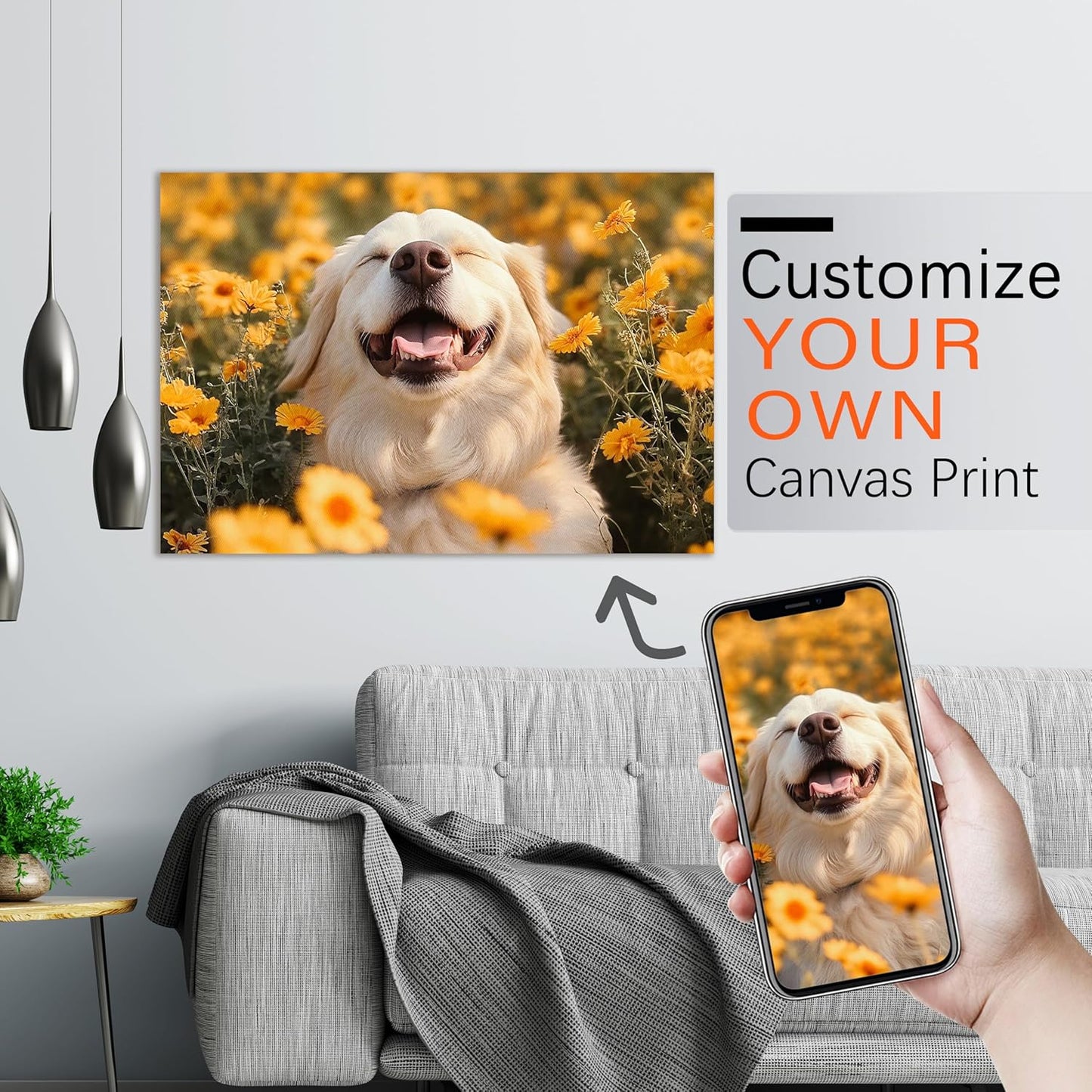 Ship Next Day - Custom Canvas Prints with Your Photos, Personalized Canvas with Pictures Print for Wall Art Bedroom, Customized Photo Gifts for Couple Men Women Mom Baby Dog Family - 30"W x 20"L