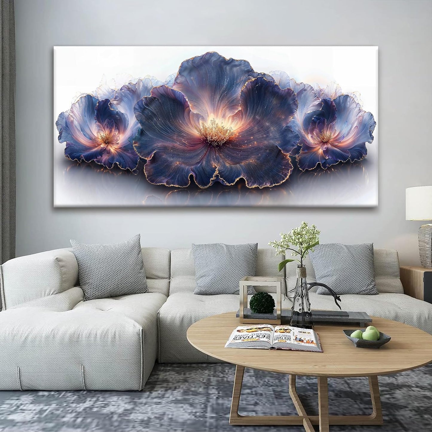 Suconvng Large Canvas Art Wall Decor Purple Flowers Wall Art For Living Room Picture Modern Abstract Artwork Painting Bedroom Home Office Prints Home Wall Decor Artwork 29" X 58"
