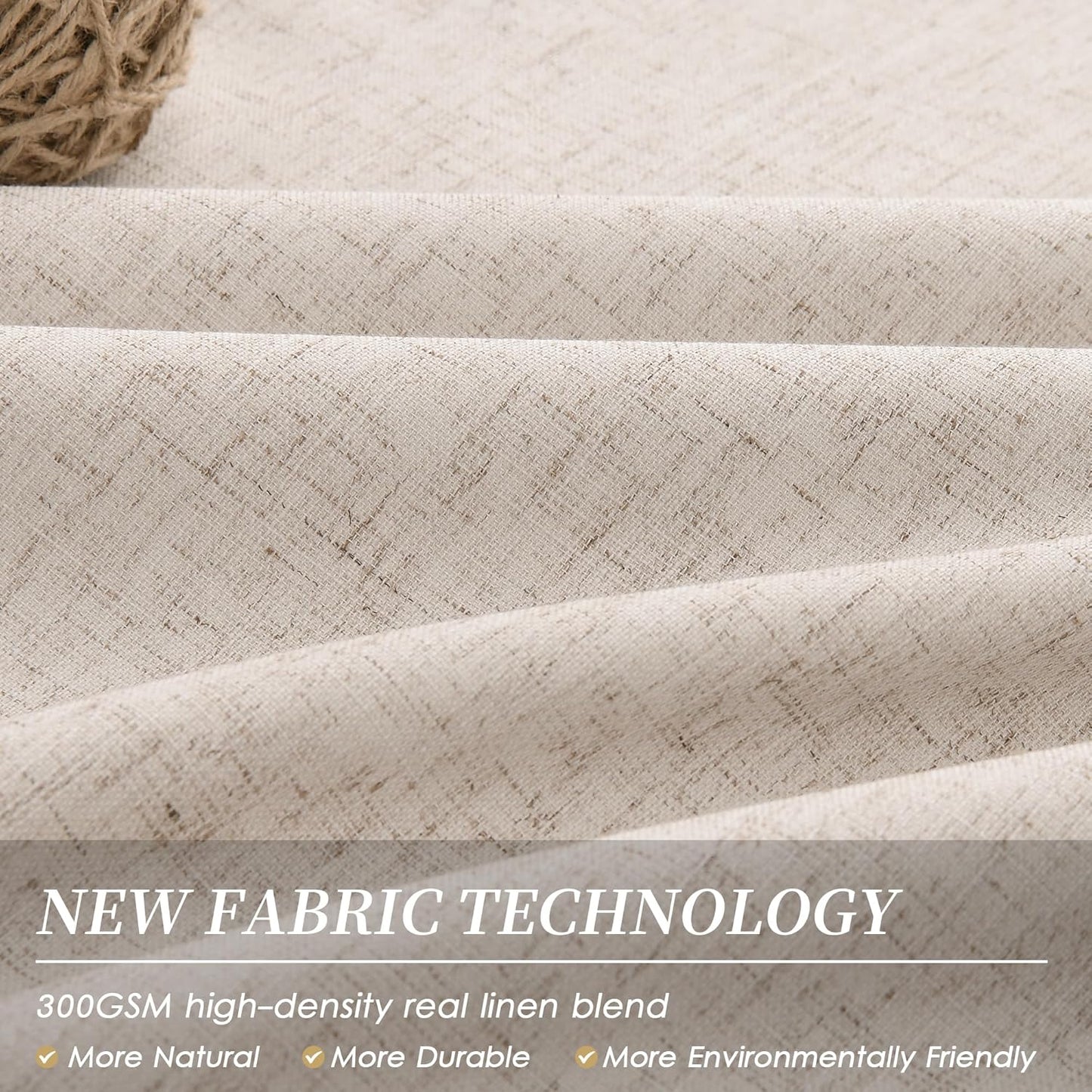 BOODII Oatmeal Linen Black Out Curtains 80 Inch Long 2 Panels Set for Bedroom Light Blocking Curtains Greige with 100% Blackout Backing Warm Taupe Thermal Insulated Room Darkening Nursery Curtain