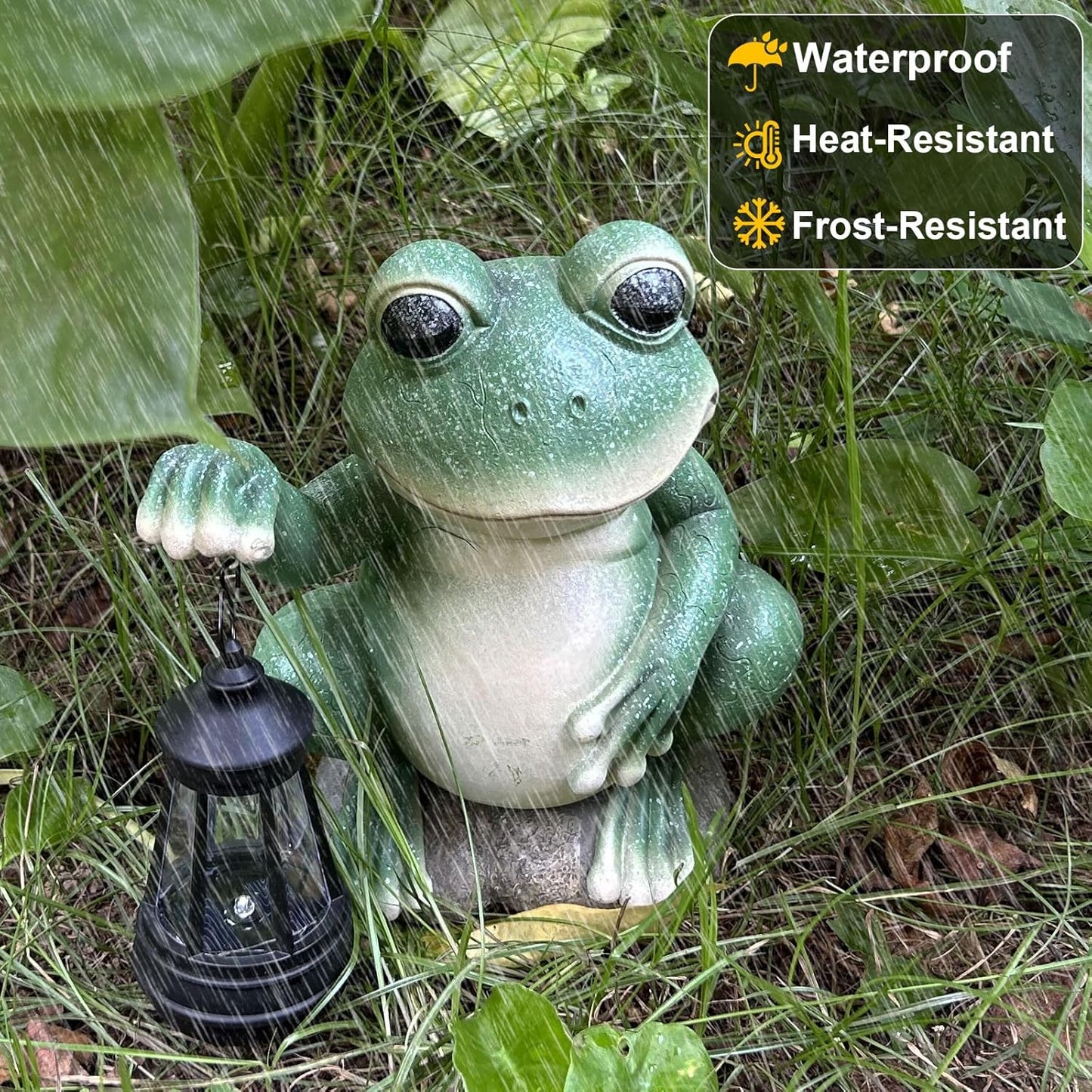 YODY Solar Garden Statues Outdoor Decor- Yard Decorations for Patio, Balcony, Backyard, Lawn Ornaments - Frog Figurines with LED Light- Unique Birthday House Warming Gifts for Women, Mom, Dad