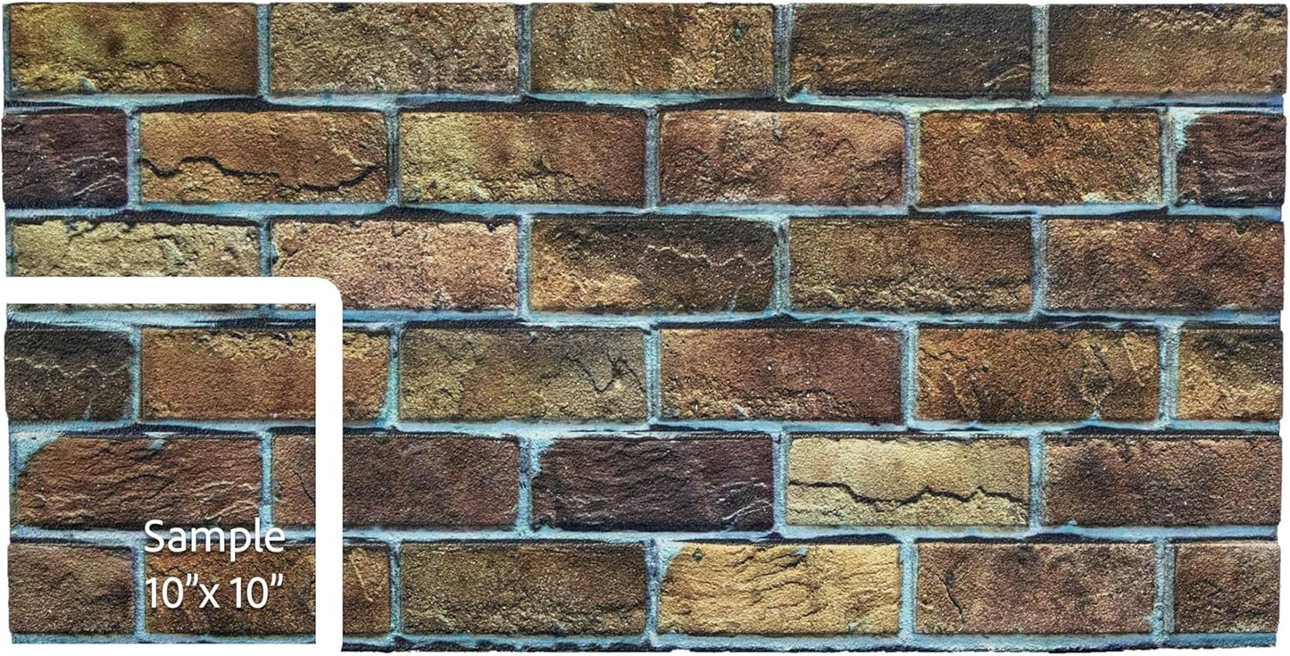 Dundee Deco 3D Wall Panels Faux Brick - Cladding, Brown Beige Stone Look Wall Paneling, Styrofoam Facing for Living Room, Kitchen, Bathroom, Balcony, Bedroom, Sample, Size 10 x 10 in.