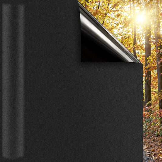 DUOFIRE Blackout Window Film Completely Light Blocking Privacy Window Film Room Darkening Frosted Tint Film for Day Sleep, Non Adhesive Static Cling Window Film DT-C009 (17.4 x 78.7 Inch)