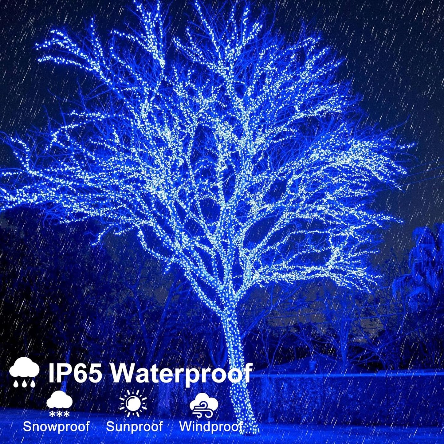 100FT 300 LED Christmas Lights Outdoor, Blue Christmas Tree Lights with 8 Modes Waterproof, Plug in Green Wire String Twinkle Light for Indoor Xmas House Patio Yard Holiday Decorations