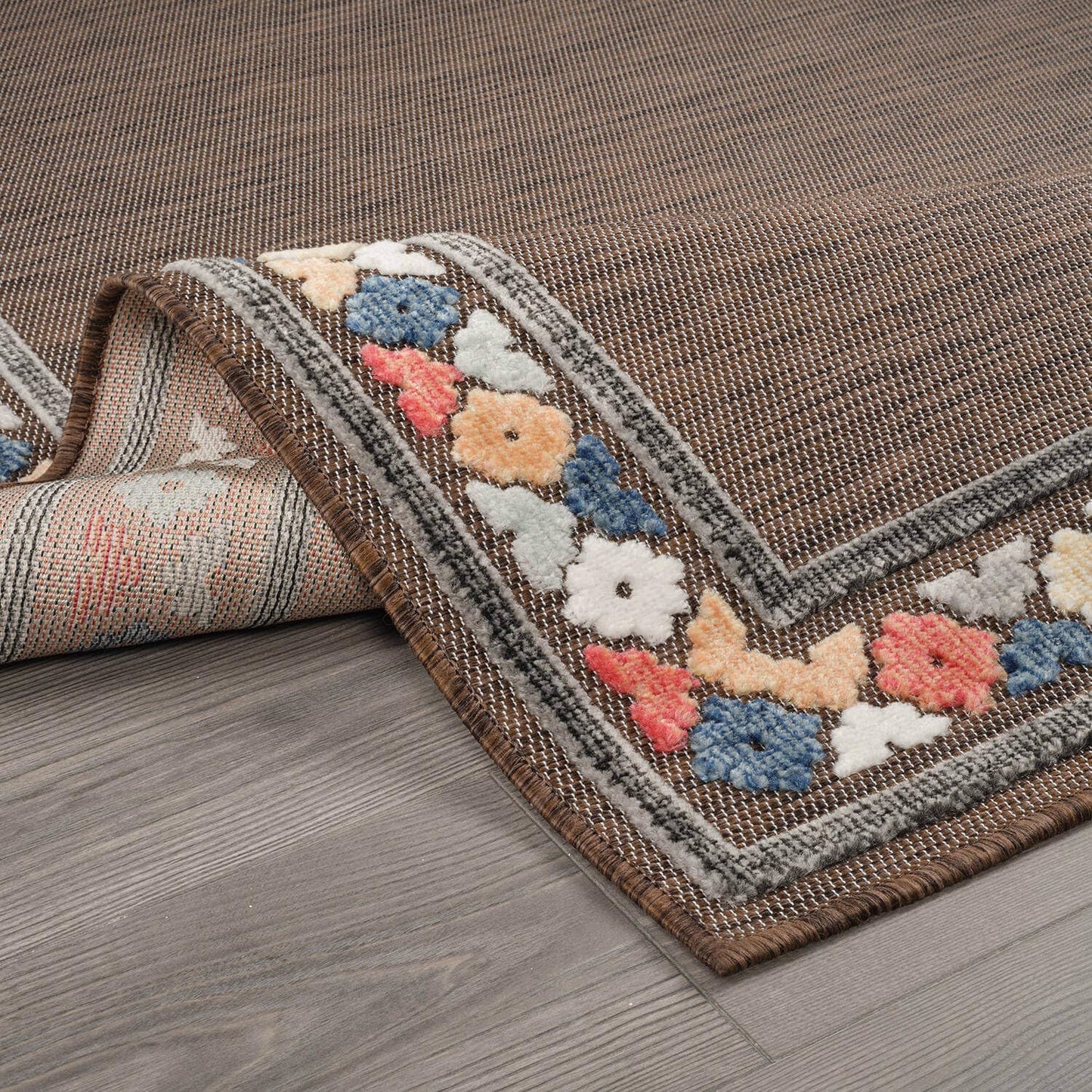 Beverly Rug Outdoor Rug 9x12 Modern Bordered Large Area Rugs for Indoor and Outdoor Patio Easy to Clean Non Shedding Living Room Porch Garden Washable Outside Carpet (9 x 12 Brown)