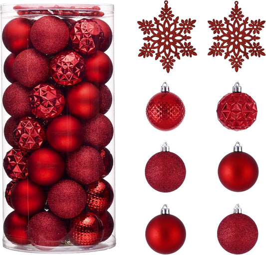 Valery Madelyn Christmas Tree Decorations Ornament Set for Fall Halloween, 50ct 2.36 Inches Red Shatterproof Christmas Ball Ornaments Hanging Xmas Holiday Party Decor