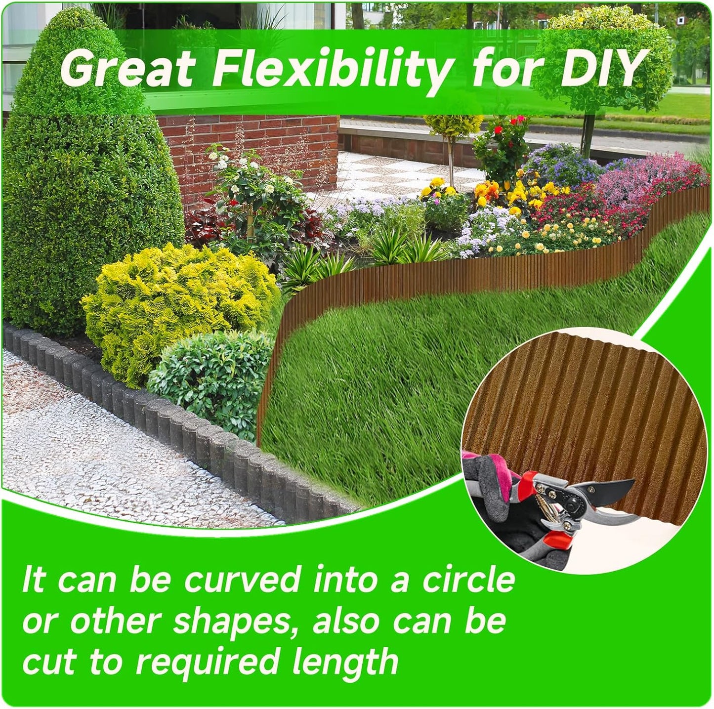 Corrugated Garden Edging,10"×20Ft Pre-Rusted Landscape Edging & Lawn Edging Border,Metal Garden Border for Flower Beds,Garden,Lawn,Raised Beds & Tree Surrounds