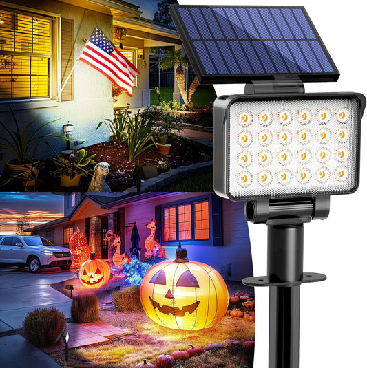 Solar Spot Lights Outdoor Waterproof for Flag, Tree, House, Garden, Yard, Landscape Spotlights for Accent Uplighting Halloween Christmas Decorations-4 Pack