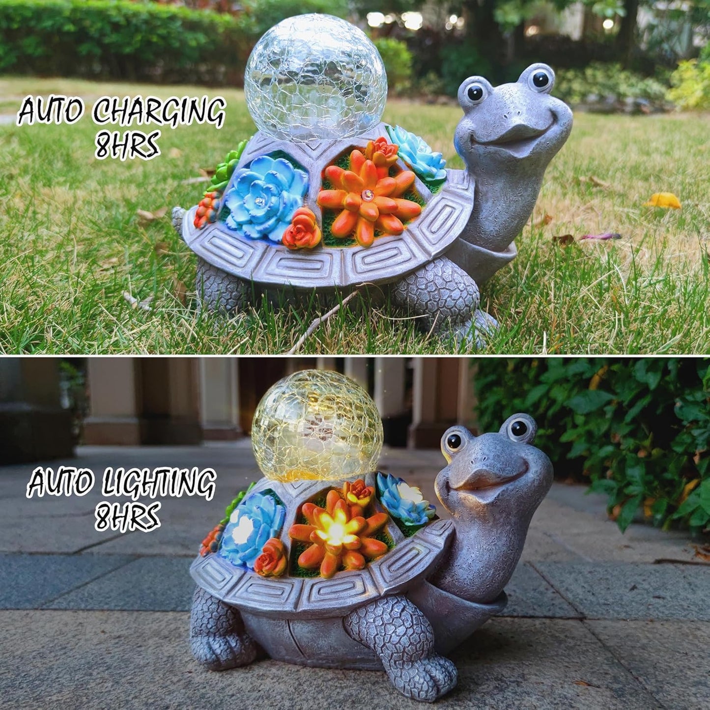JOYBEE Solar Turtle Garden Statue Outdoor Decor-Turtle Solar Figurines Lights Decorations for Patio Yard Lawn Ornaments-Turtle Gifts for Birthday Easter Housewarming(Color)