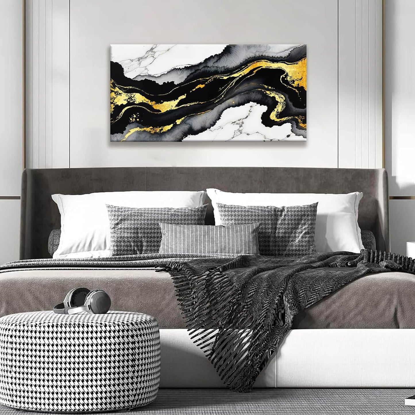 Black And Gold Abstract Wall Art Small Size Home Wall Decoration Modern Minimalist Abstract Wall Decor Canvas Art Wall Decor Marble Texture Painting Pictures For Bedroom Office Artwork 20"X40"