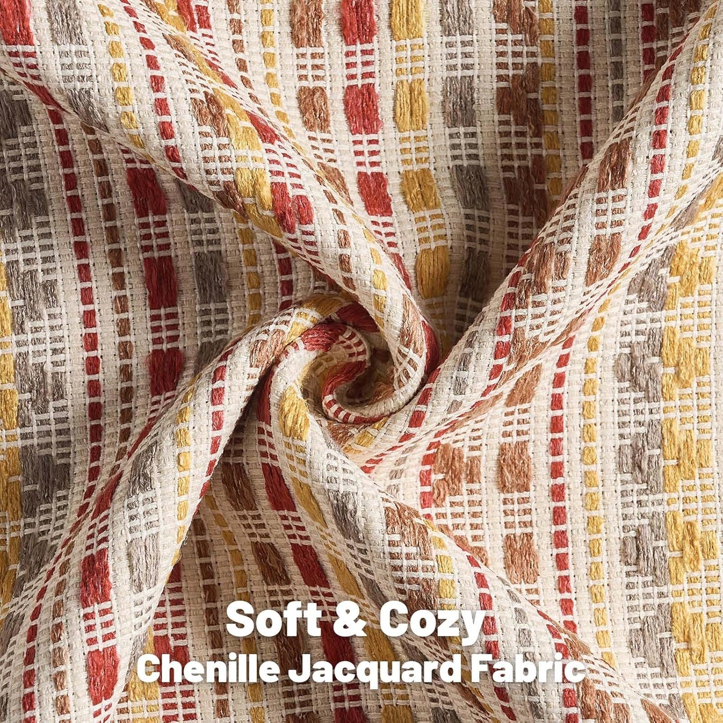 FUTEI Brown Red Decorative Throw Pillow Covers 18x18 Inch Set of 2,Soft Cozy Chenille Jacquard Textured Cushion Case,Boho Home Decor for Couch Bed Living Room