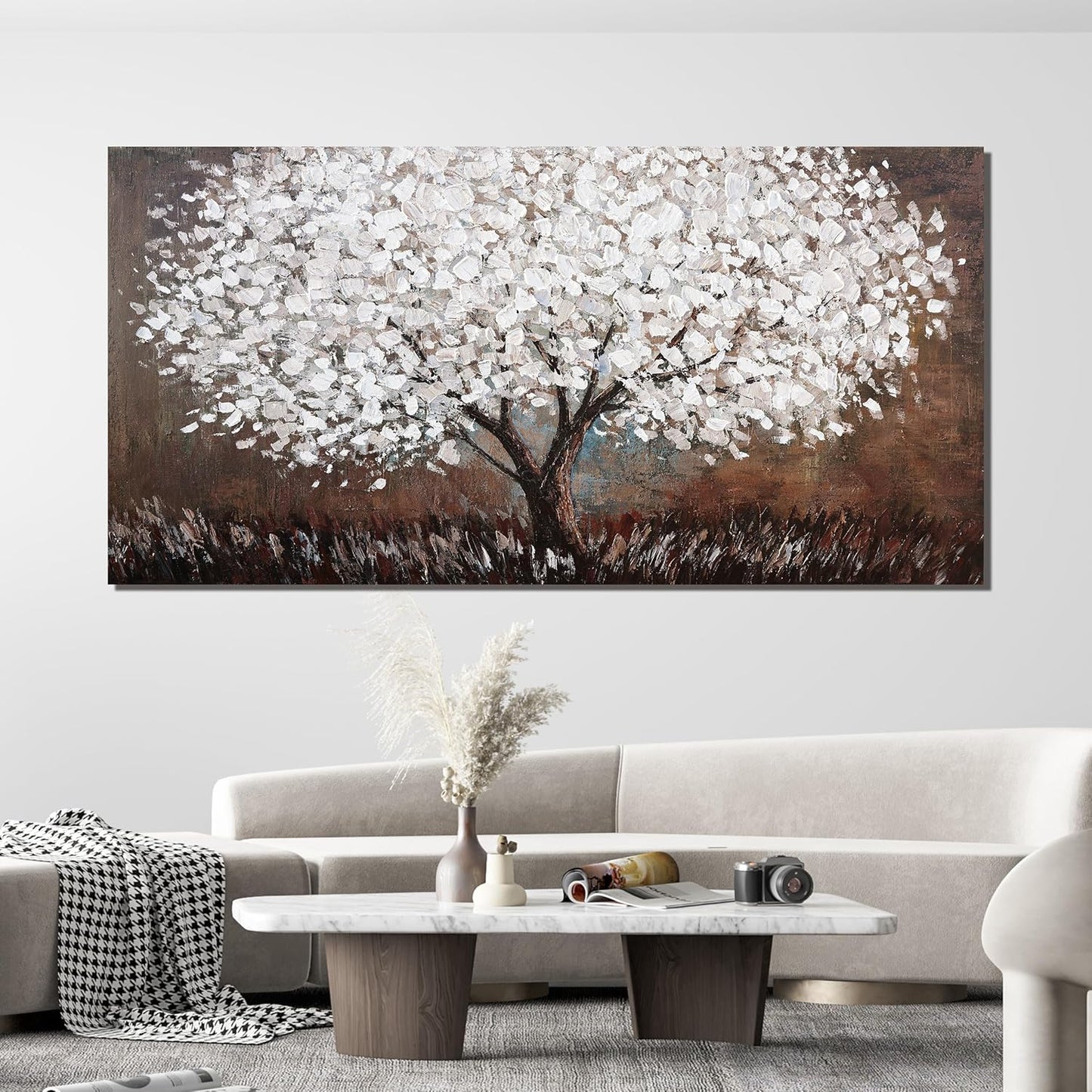 Canvas Wall Art Decor Artwork for Walls Large Black and White Wall Art Decor for Living Room Tree of Life Wall Art Vintage Tree Flower Wall Decor Art Paintings for Room Home Office Wall Decor 29"X58"