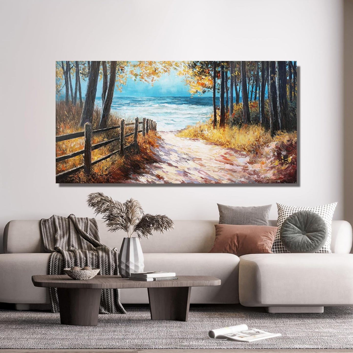 Canvas Wall Art Decor Artwork for Walls Nature Forest Wall Art Decor Canvas Modern Art Wall Decor Coastal Beach Forest Wall Art for Living Room Art Work Prints for Home Office Room Wall Decor 20"X40"