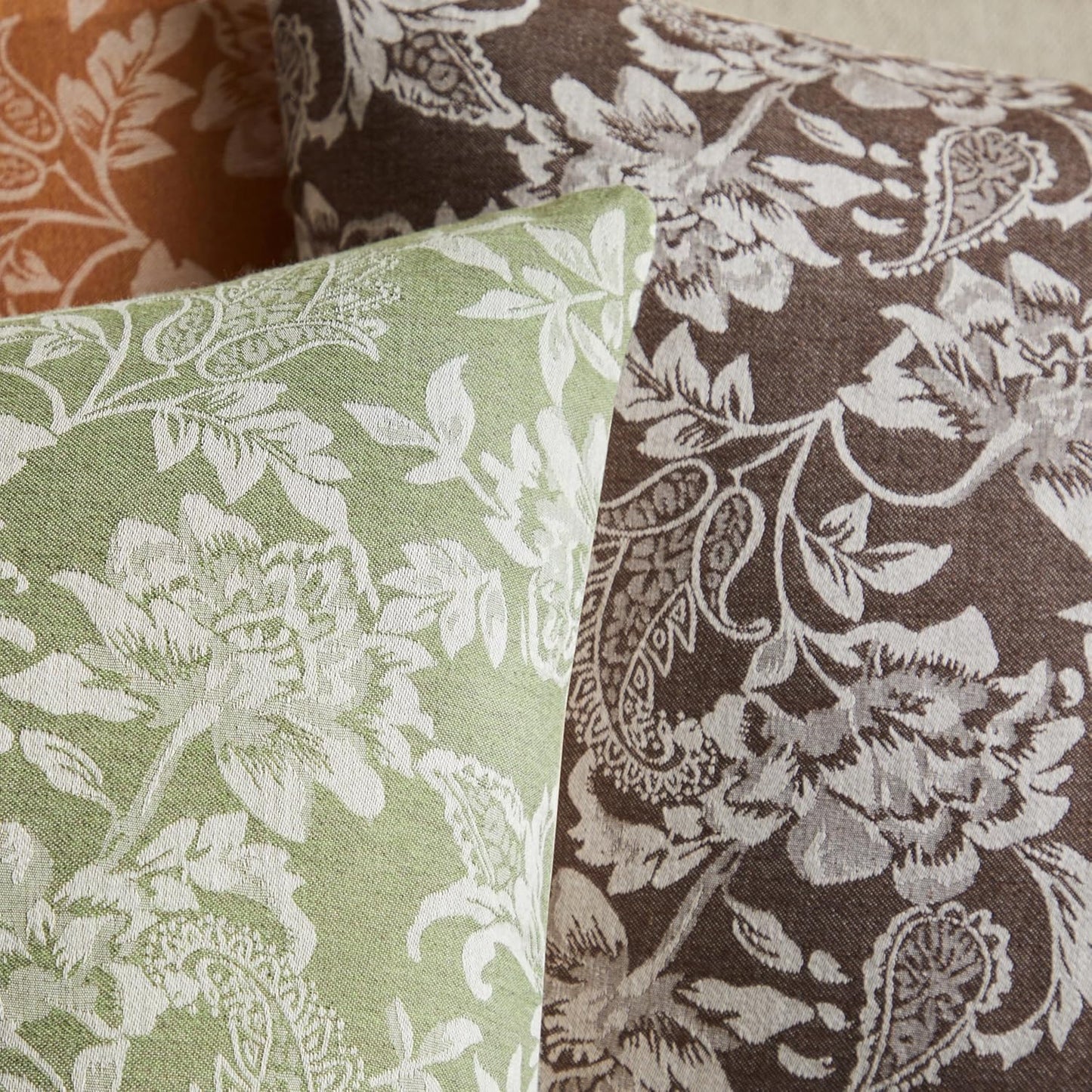 Floral Jacquard Lumbar Throw Pillow Covers Set of 2, Background/Chocolate 12x20 Inch, Farmhouse Decorative Cotton Dark Brown Cushion Covers for Sofa Bed Living Room Home Decor