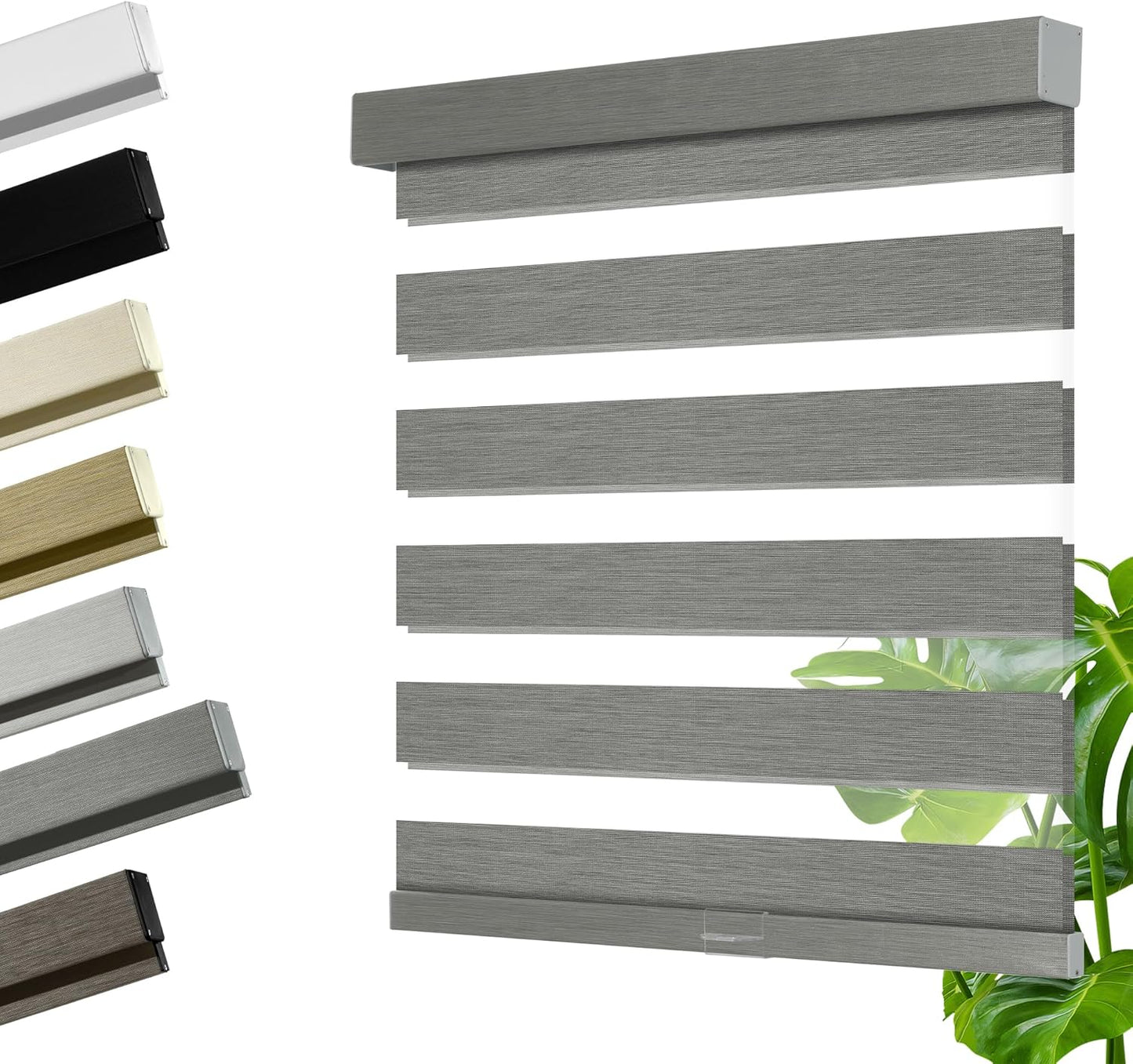 Cordless Zebra Blinds for Windows, Blackout Interior Blinds,Easy to Install,UV Protection,for Offices and Home,Custom Roller Shades, Mousse Grey,52" W x 36" H