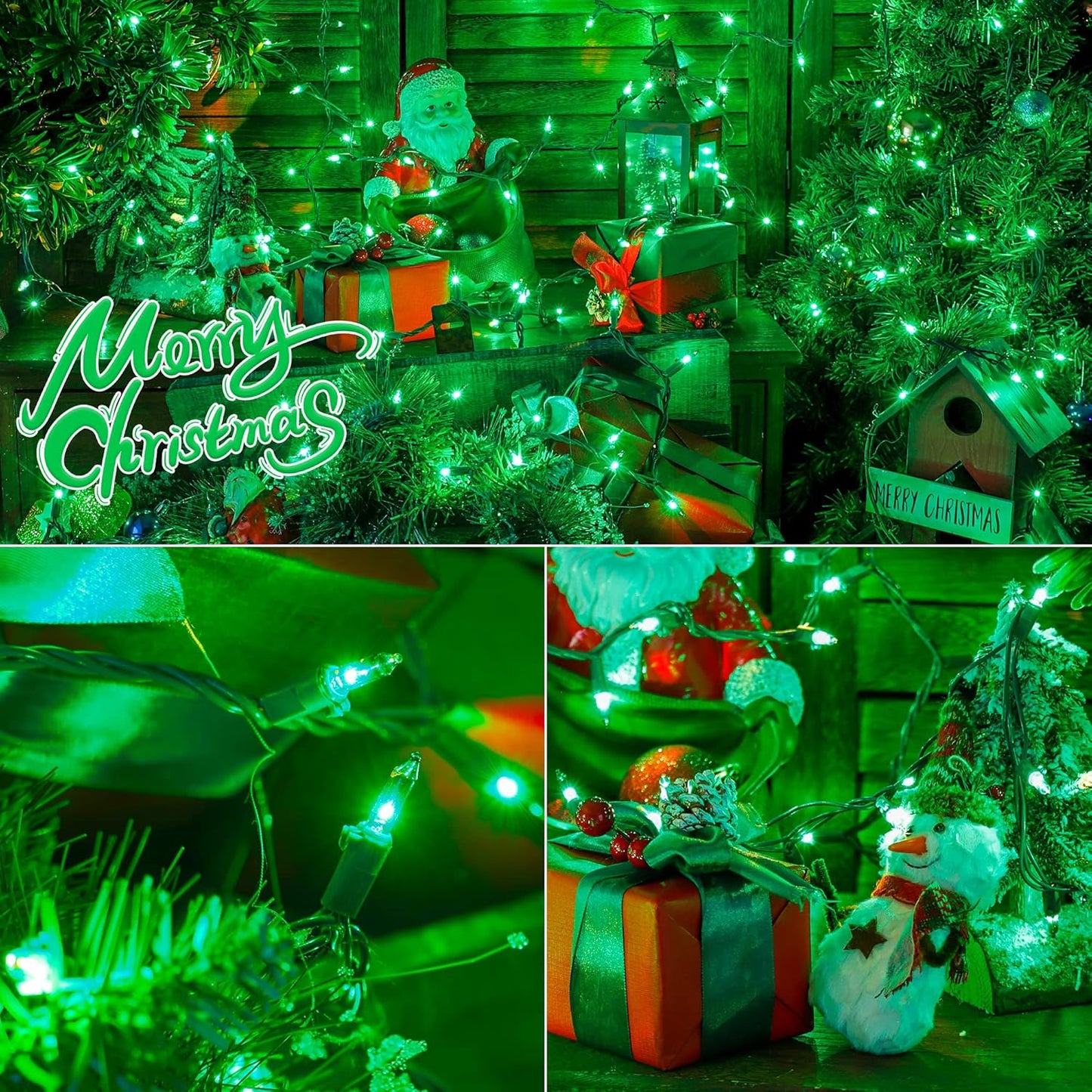 Hopolon St. Patrick's Day Mini String Lights, 2PACK 50Count 13Feet Incandescent Bulb Waterproof Green Fairy Lights Plug in for Indoor Outdoor Halloween Party Patio Christmas Decor,Green