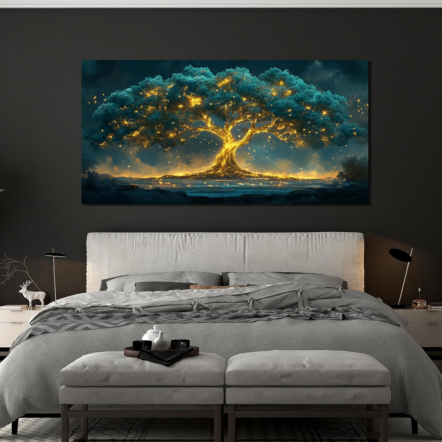 Canvas Wall Art Decor Artwork for Walls Green Gold Wall Art Decor Tree of Life Wall Art for Living Room Tree Wall Decor Art Wall Art Paintings Prints Art Work for Room Home Office Wall Decor 20" X 40"
