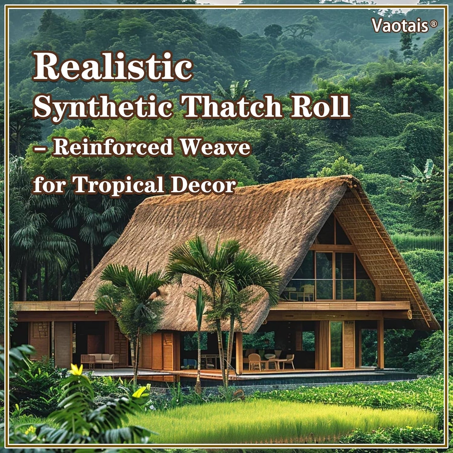 Realistic Synthetic Thatch Roll Sun-Bleached Yellow - 18 & 30 Inch Widths - Reinforced Weave for Mexican Palapa, Tiki Bars, Hawaiian Parties & Patio Decor (30 Inch Width x 20 Feet Length)