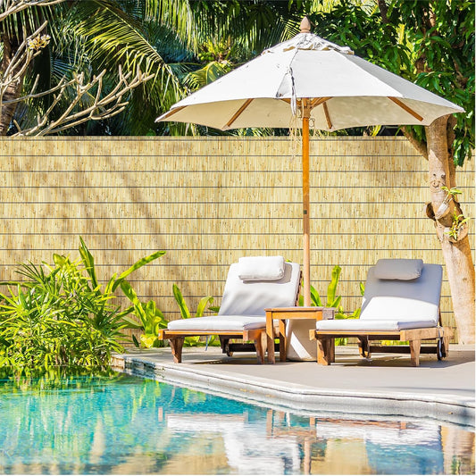 Natural Reed Fencing Rolls,6FT X 16.4FT Reed Screen Curtain Fence Covering Privacy Bamboo for Outdoor Backyard Patio（Yellow）