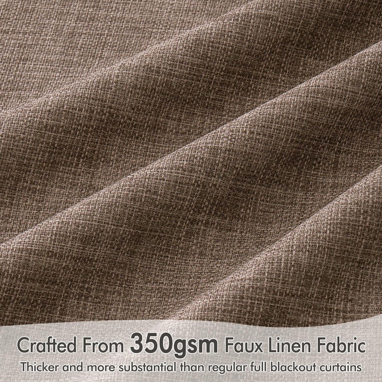 MIULEE 100% Blackout Curtains 96 Inch Long 2 Panels Set for Bedroom, Thick Faux Linen Black Out Curtain Room Darkening Back Tab Pleat Window Textured Drapes with Hooks for Living Room, Dutch Cocoa