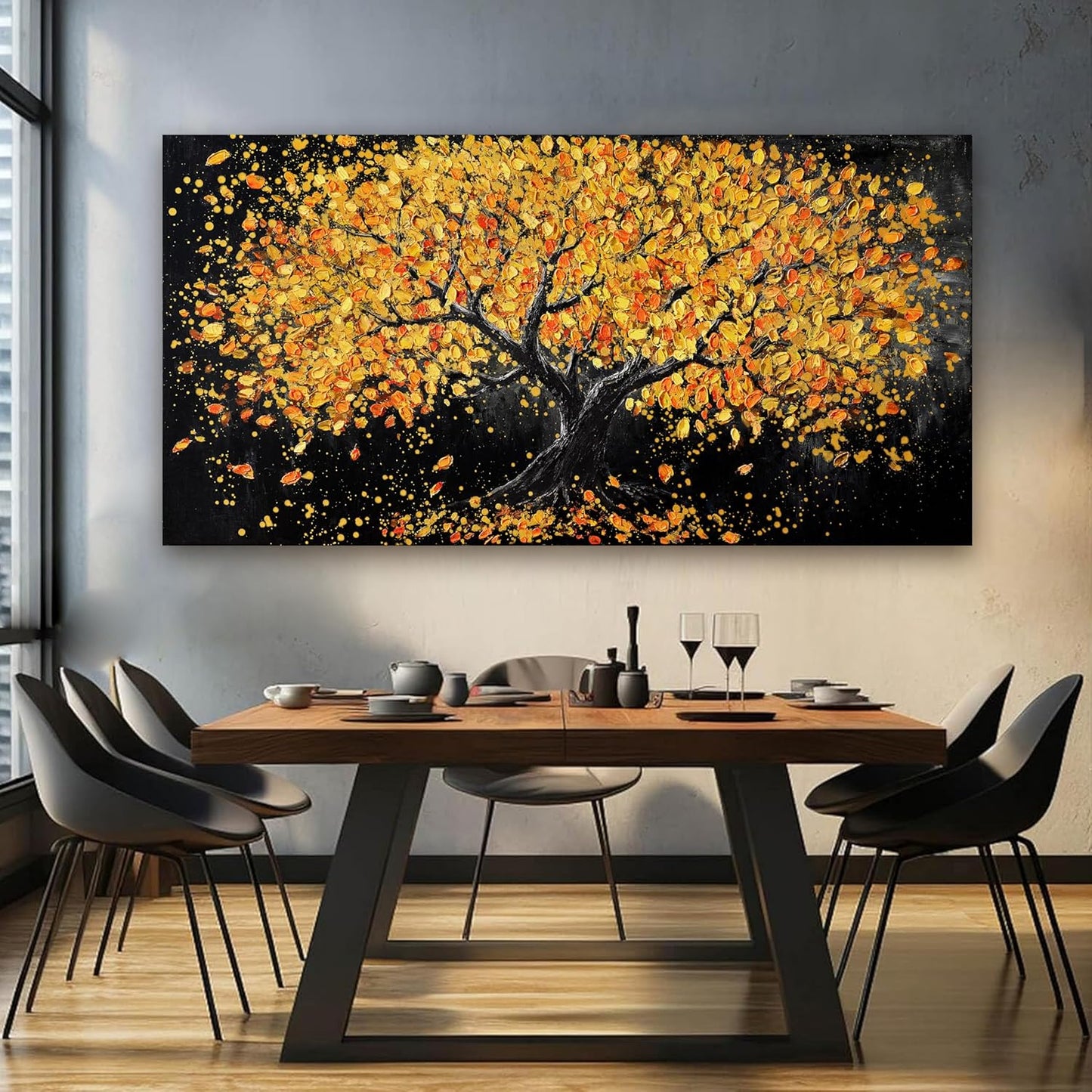Canvas Wall Art Decor Large Wall Art Pictures for Living Room Artwork for Walls Black and Gold Wall Art Decor Tree of Life Wall Art Modern Wall Art Prints Art Work for Home Office Wall Decor 29" X 58"