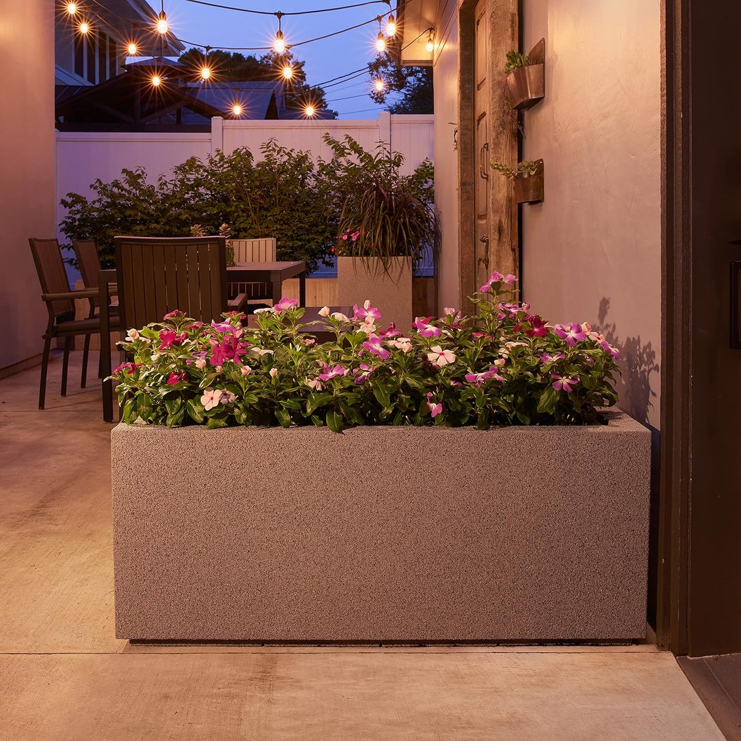 PolyStone Milan Tall Modern Outdoor/Indoor Rectangular Trough Planter, 46" L X 17" W X 19" H, Lightweight, Heavy Duty, Weather Resistant, Polymer Finish, Commercial and Residential (Gray Granite)