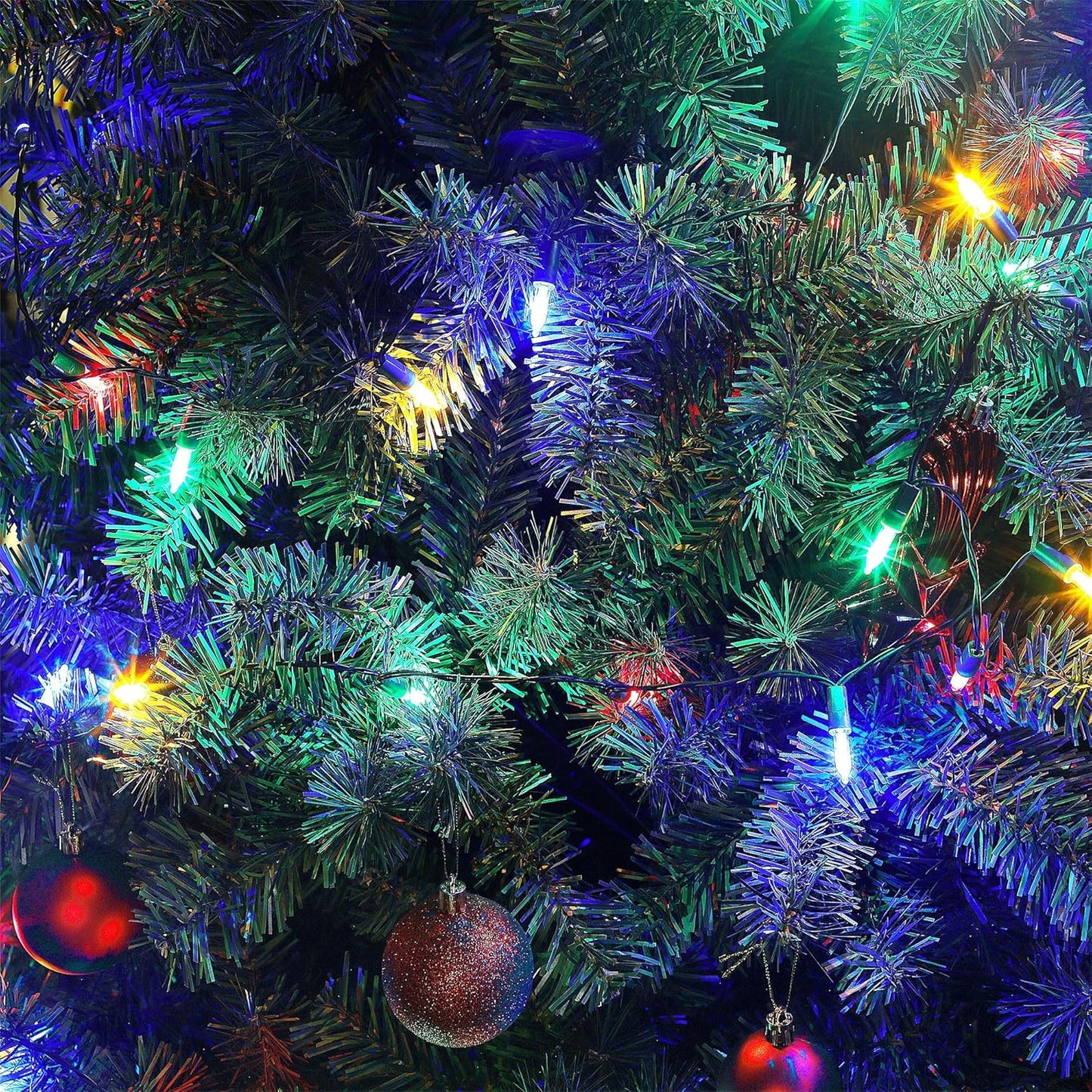 Joliyoou 4 Packs Total 200 LEDs 64ft Multicolored Christmas String Lights, Battery Operated Christmas Mini String Lights with 8 Lighting Modes, Indoor Outdoor LED Xmas Fairy String Lights with Timer