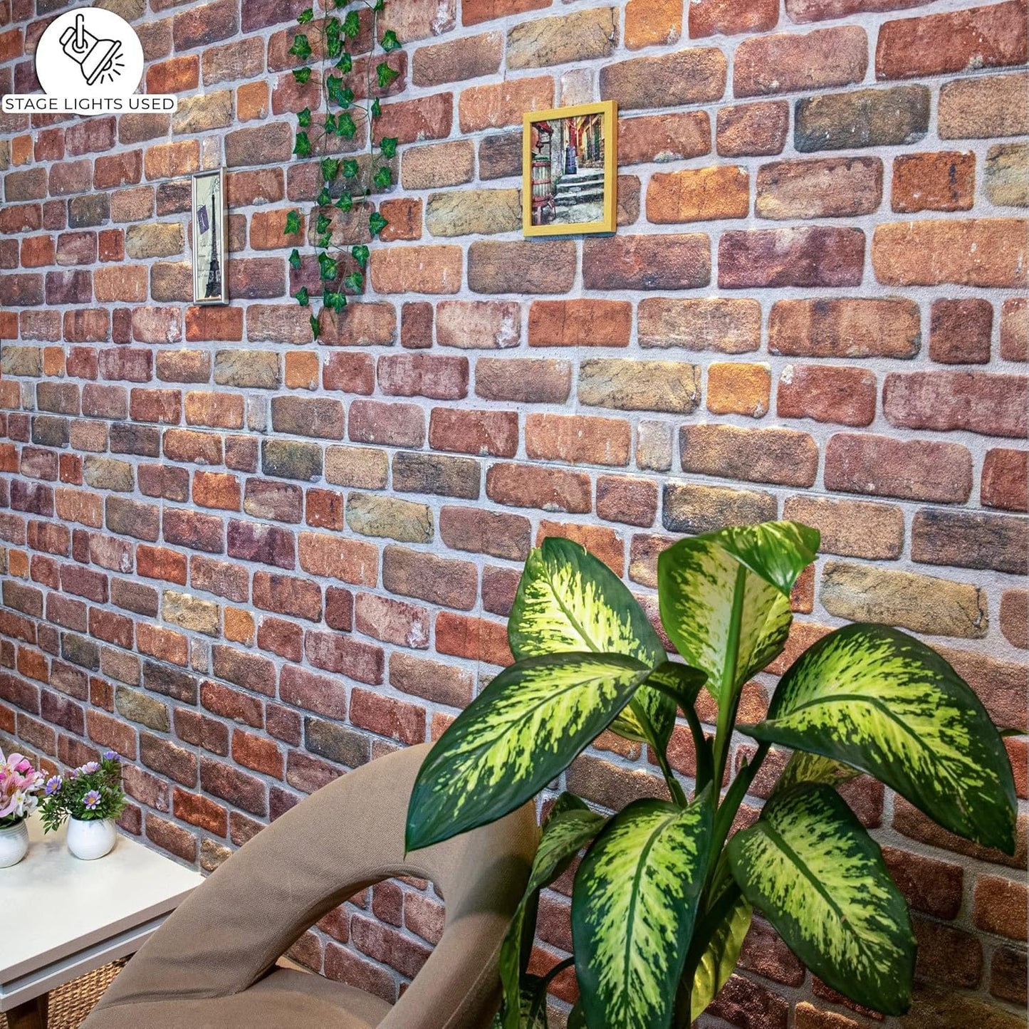 Dundee Deco 3D Wall Panels Faux Brick - Cladding, Brown Beige Stone Look Wall Paneling, Styrofoam Facing for Living Room, Kitchen, Bathroom, Balcony, Bedroom, Set of 5, Covers 27 sq ft