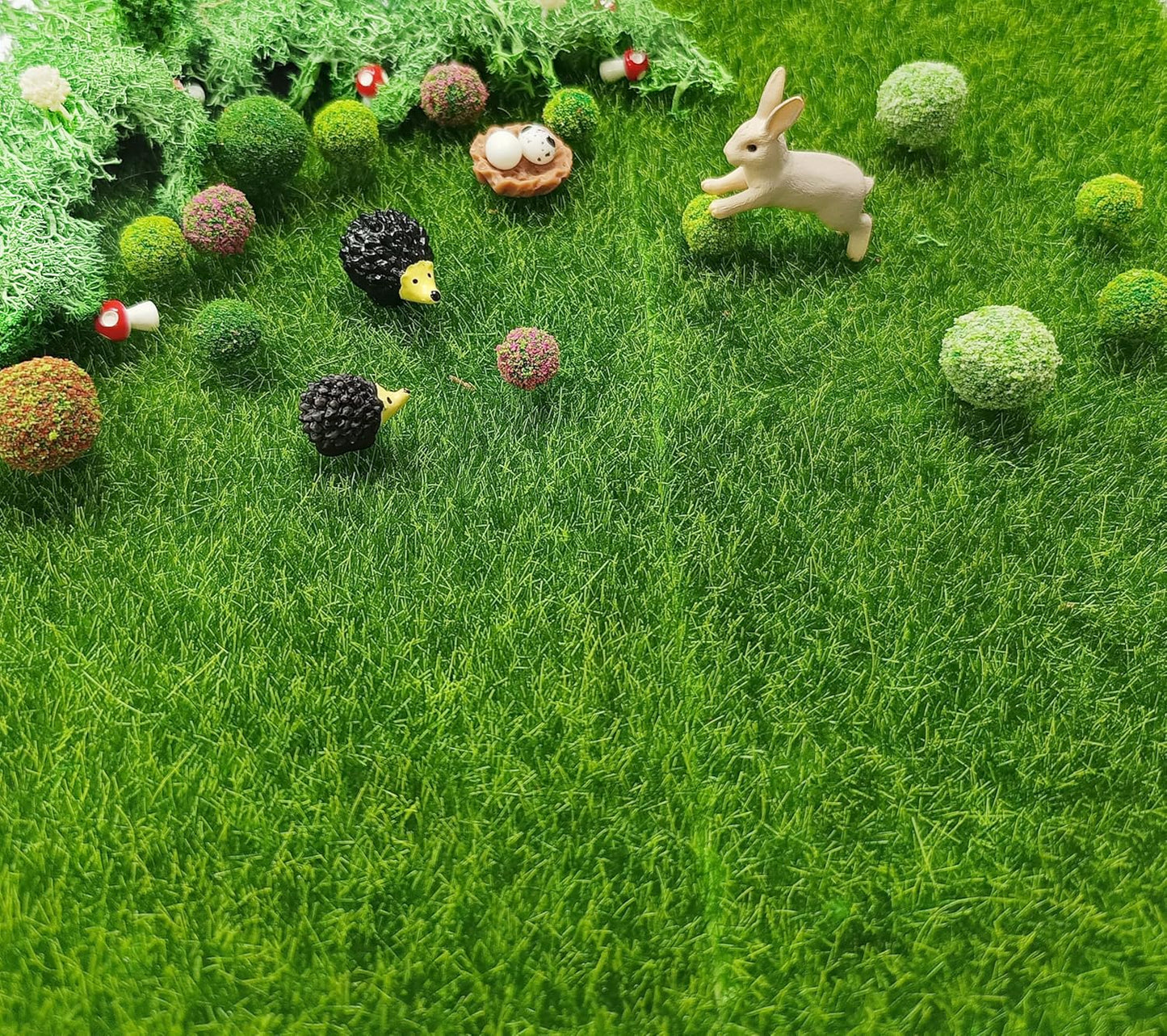 Miniature Garden Accessories, 36Pcs, 6in x 6in Fairy Artificial Grass, Fake Moss, Mini Fairy Garden Grass, Fairy Garden kit for Dollhouse Decoration Plant House Decor