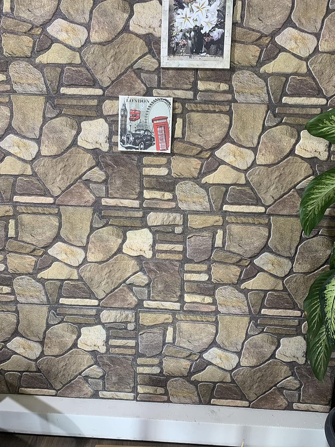 Dundee Deco 3D Wall Panels - Cladding Brown Hazel Gold Stone Look Wall Paneling, Styrofoam Facing for Interior and Exterior Applications, DIY, Sample, Size 10 x 10 in.