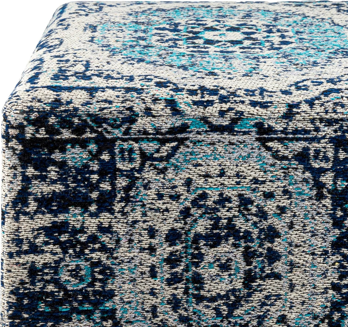 Mark&Day Pouf Ottoman, Kaltenleutgeben Traditional Teal Cube Pouf Foot Rest for Living Room, Bedroom and Boho Home Decor (18"x18"x18")