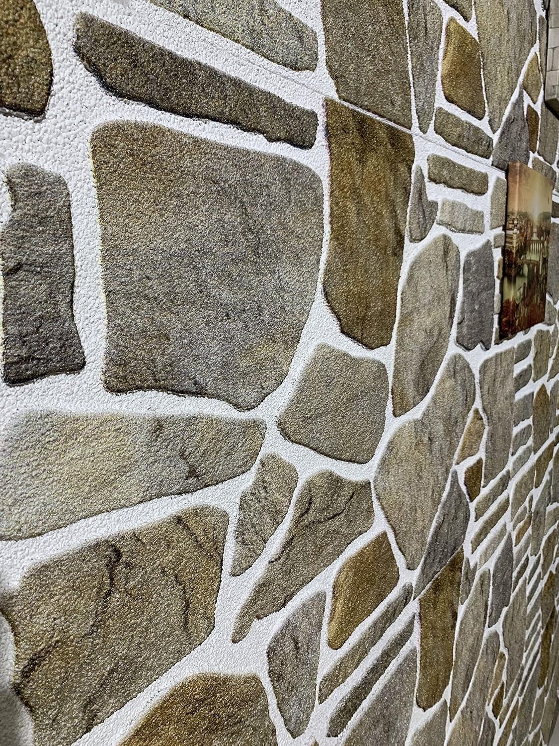 Dundee Deco 3D Wall Panels - Cladding Grey Caramel White Stone Look Wall Paneling, Styrofoam Facing for Interior and Exterior Applications, DIY, Sample, Size 10 x 10 in.